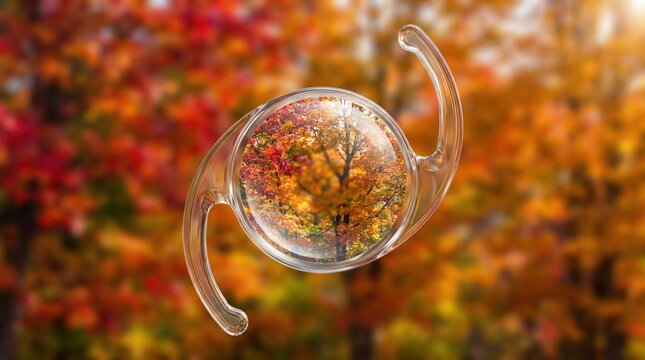 Intraocular lens for restored vision with autumn background