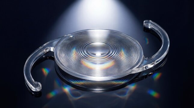 Multifocal intraocular lens with diffraction rings on dark background