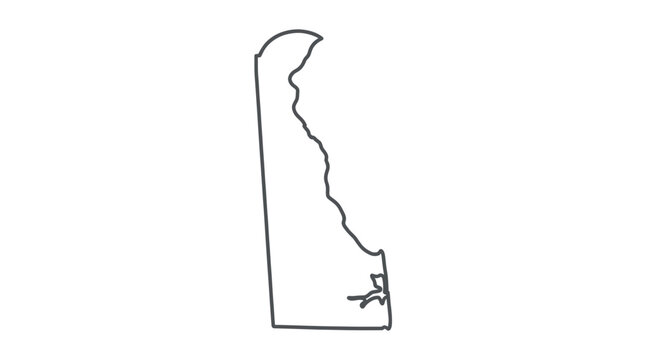 Outline map of Delaware state, USA. Simple line drawing on white background.