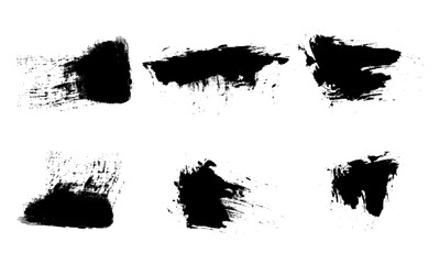 Fototapeta premium Collection of abstract black brush strokes on white background for artistic design and texture