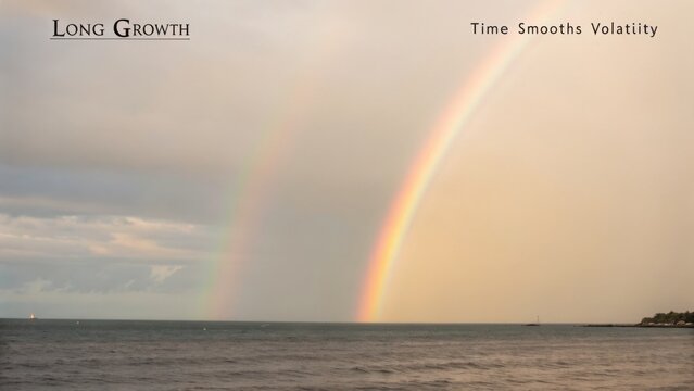 Serene Ocean View Under Cloudy Skies with Bright Rainbows Displaying Tranquil Beauty and Nature's Promise of Calm