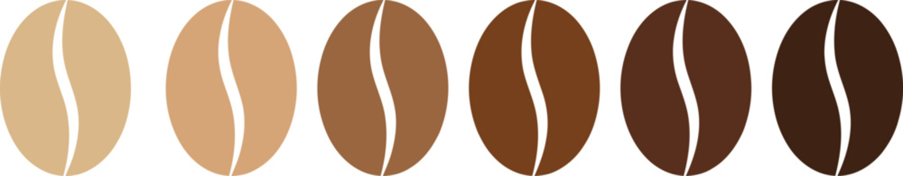 Coffee bean roast levels gradient illustration