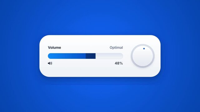 Animated volume control interface elements on blue background