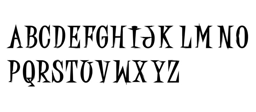 Brush font letter alphabet. Hand drawn typography chalk paint font brush alphabet. Handwritten kid chalk script texture stroke letter. Vector illustration.