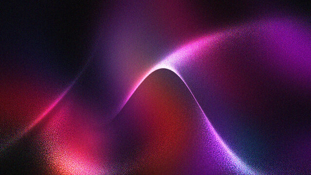 Abstract purple and red neon light waves on dark background