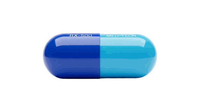 Vector illustration of blue and light blue medical capsule pill on a transparent background