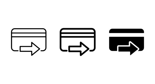 Credit Card Icons: Payment, Transaction, and Finance Symbols. Set of 3 Vector Graphics for Commerce and Banking