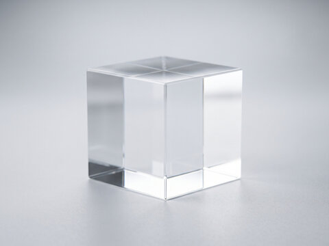 Luxury Frosted Acrylic Display Cube Isolated on White Background