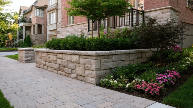 Stone Retaining Wall and Residential Landscaping