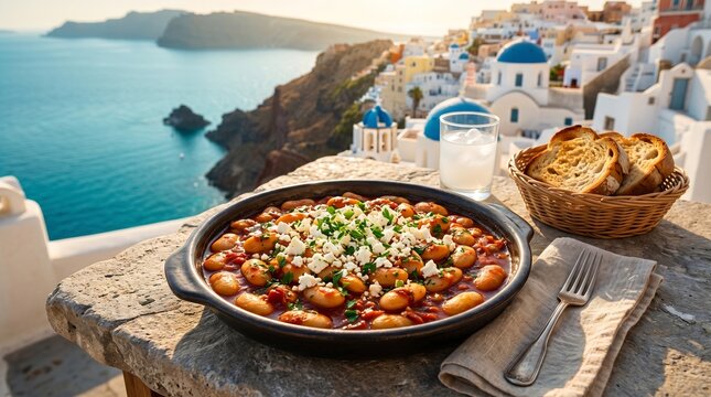 Traditional Greek baked giant beans (Gigantes Plaki) in a rich, savory tomato sauce.