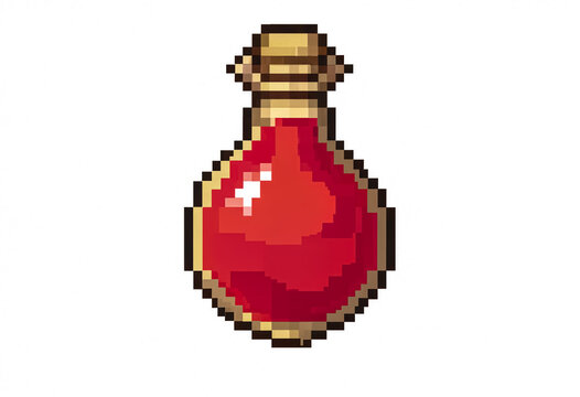 Pixel Art Red Health Potion Bottle