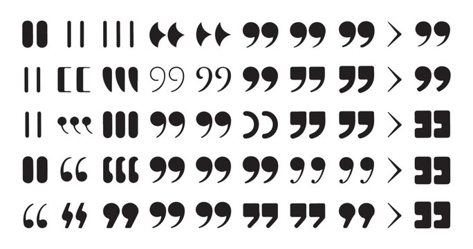 Comprehensive collection of various quotation marks icons and decorative text symbols for web design.