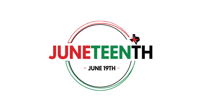 Juneteenth typography celebrates freedom with breaking chains vector