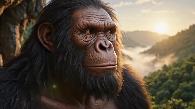 Evolution primate transition: ape evolution, early human origin, primitive hominid shift, species adaptation, biological progression, ancestral lineage, natural mutation, gradual development