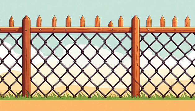 Fence made of metal wire mesh.