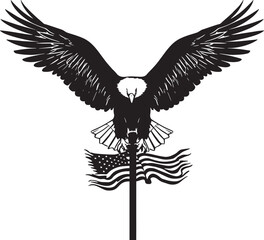 Fototapeta premium American Eagle Silhouette with USA Flag Patriotic Independence Day Veteran Vector Collection