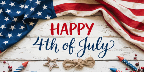 Fototapeta premium Happy 4th of july celebration with american flag