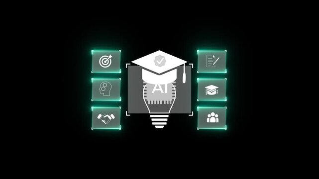 online education technology concept, E-learning education, internet lessons and online webinar, AI-enhanced learning with personalized courses. on transparent background.