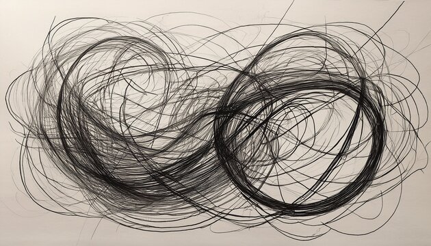 abstract sketch of line tangle and graphite loop with artistic scribbles
