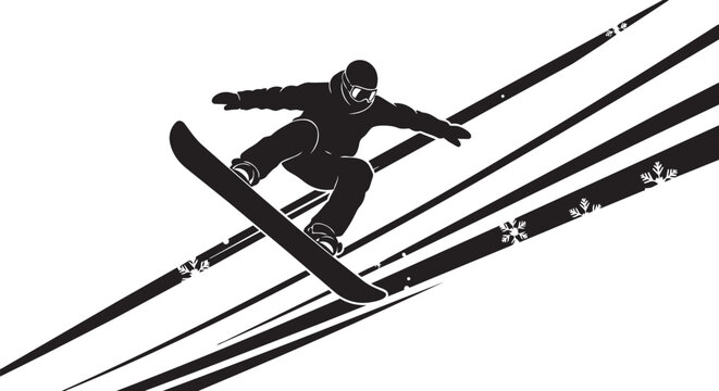Black and white of a person jumping on a trampoline silhouette