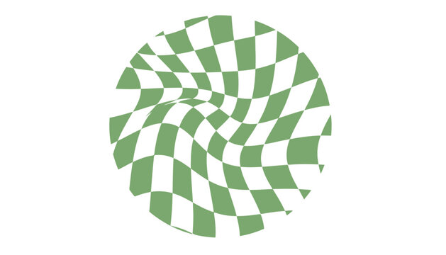 Green checkered pattern distorted wavy graphic with abstract
