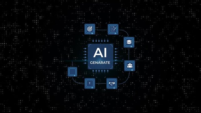 Generate AI button. Artificial intelligence and Machine learning technology concept. AI enters by command prompt to generate ideas. Chat with AI. UI UX design, Vector . on transparent.