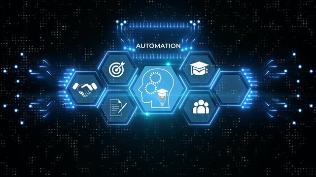 Ai Automation Software Technology Process System Business concept with icons animated. on transparent background.