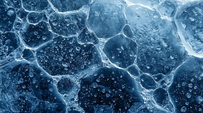 Abstract Blue Water Surface with Bubbles and Texture.