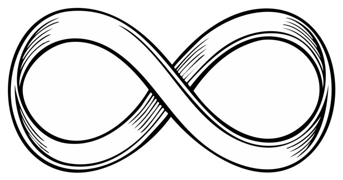 Infinity Symbol Design, Eternal Sign Engraving, Endless Loop Line Art Illustration