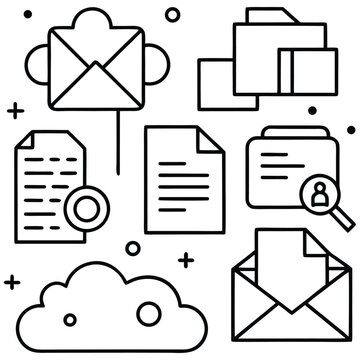 Digital Document Management Outline Symbol Pack