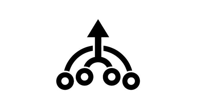 Minimal black silhouette icon, simple flat vector, bold black shape, no, no shading abstract icon representing data aggregation or merging multiple sources on a, flat icon style