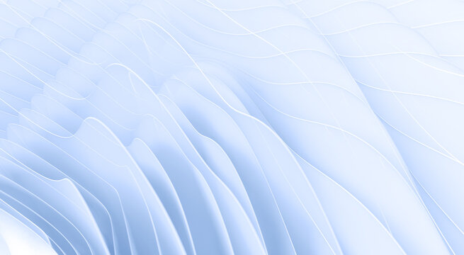 Elegante fondo abstracto de ondas suaves blancas, textura minimalista de lujo. Textura abstracta de ondas blancas fluidas; fondo elegante de primera calidad para envases de lujo, marcas de belleza 