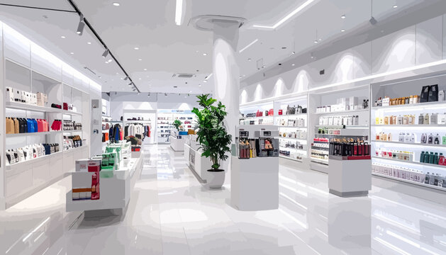 Modern cosmetics store interior display.