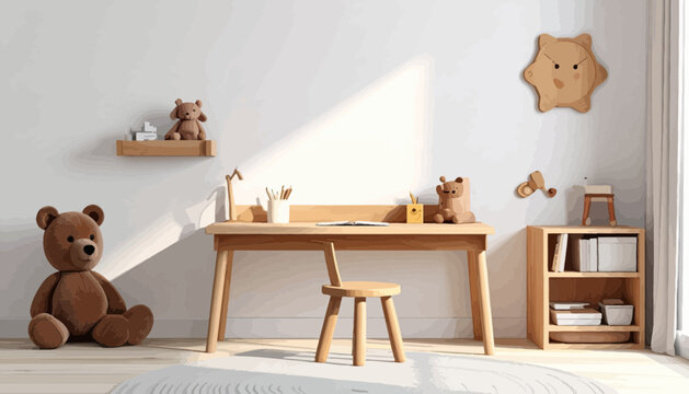 Brown Teddy Bear Sitting on Floor.