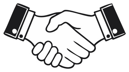 Obraz premium Black and white illustration of business handshake agreement