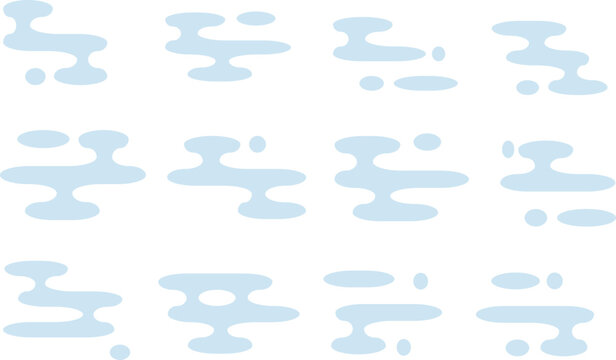 Minimal Light Blue Abstract Japanese Cloud Shapes Collection on White Background