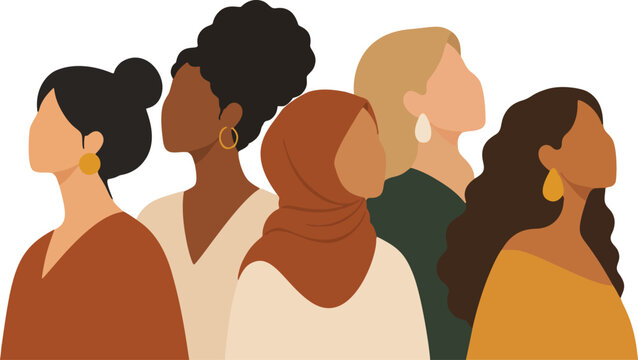 Multicultural Women Side Profile Diversity Community Illustration