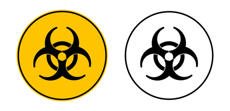 Biohazard symbol and biohazard trefoil warning sign for biological contamination hazards. Biohazard icon for laboratory safety, medical waste control and infection risk communication.