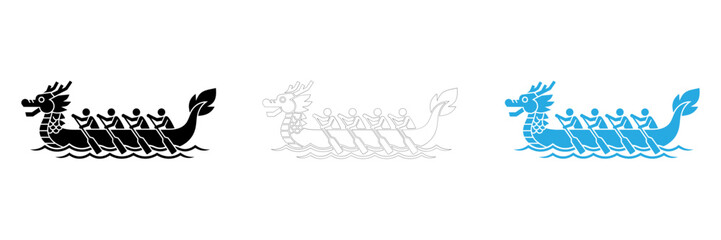 Viking longship sailing on blue ocean waves isolated on transparent background, Vector © MdShamim