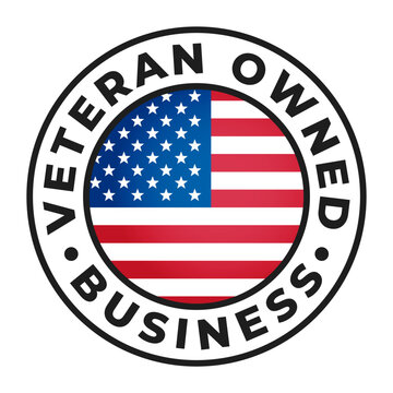 Veteran owned business stamp, sticker with USA flag