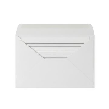 A plain white envelope with a partially torn flap and some stitching visible.