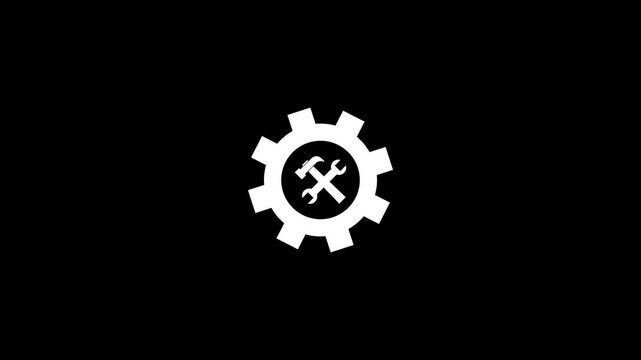 Setting icon with gear icon animation on black background.Abstract setting icon,gear icon,machine,web set tool icon.