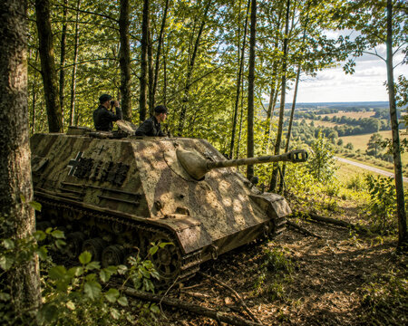 Jagdpanther Tank Destroyer Hidden in Forest Overlook