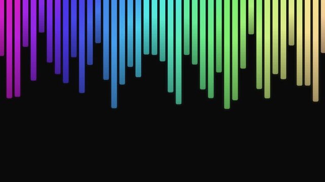 rainbow sound wave bars on black background