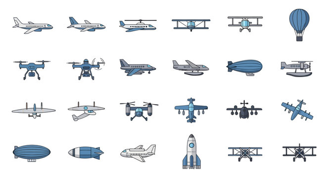 Collection of various aircraft and vehicles.