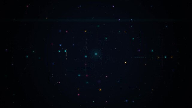 Abstract Futuristic Digital Network Background Animation with Glowing Data Connections and Technology Interface