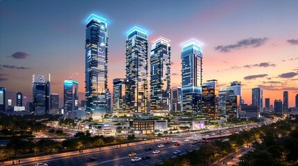Obraz premium Green Smart City Powered by Renewable Energy and Sustainable Technology