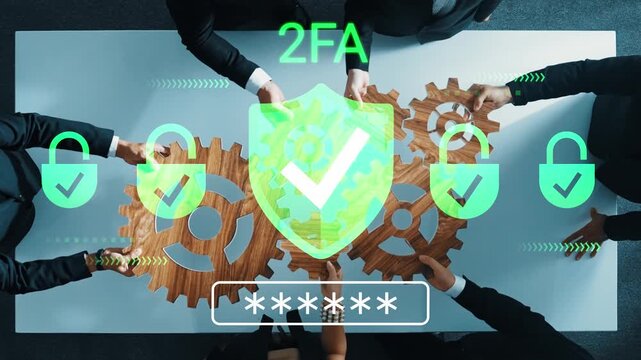 Team Collaboration on Two-Factor Authentication Security with Iconic Visual Representations of Gears and Lock Symbols in a Modern Setting Gluon.