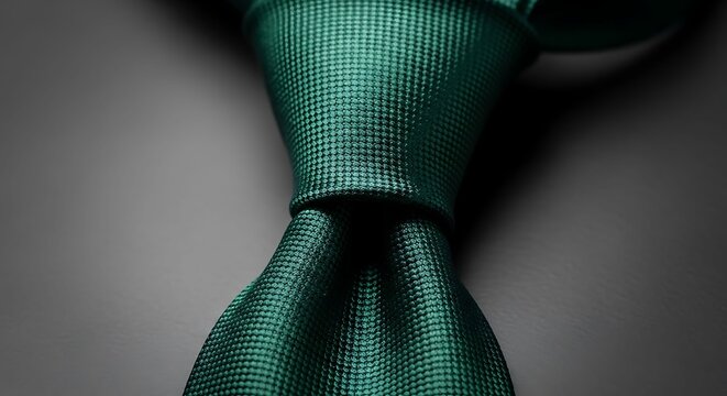 Elegant Dark Green Silk Necktie Close up