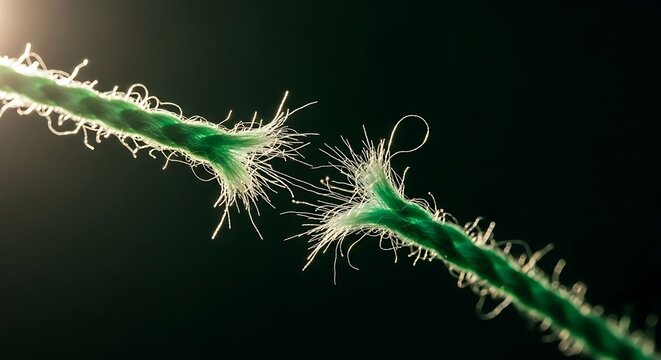 Frayed Green Rope About to Snap Under Pressure